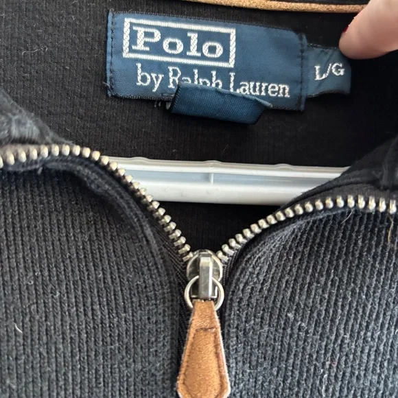 Polo by Ralph Lauren Black Ribbed Quarter Zip Pullover Sweater Size L - Picture 4 of 11